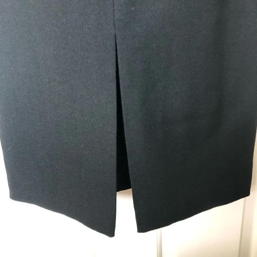 Vintage Jon Tagia Prêt-à-Porter Long Black Wool Front Slit Dress Skirt